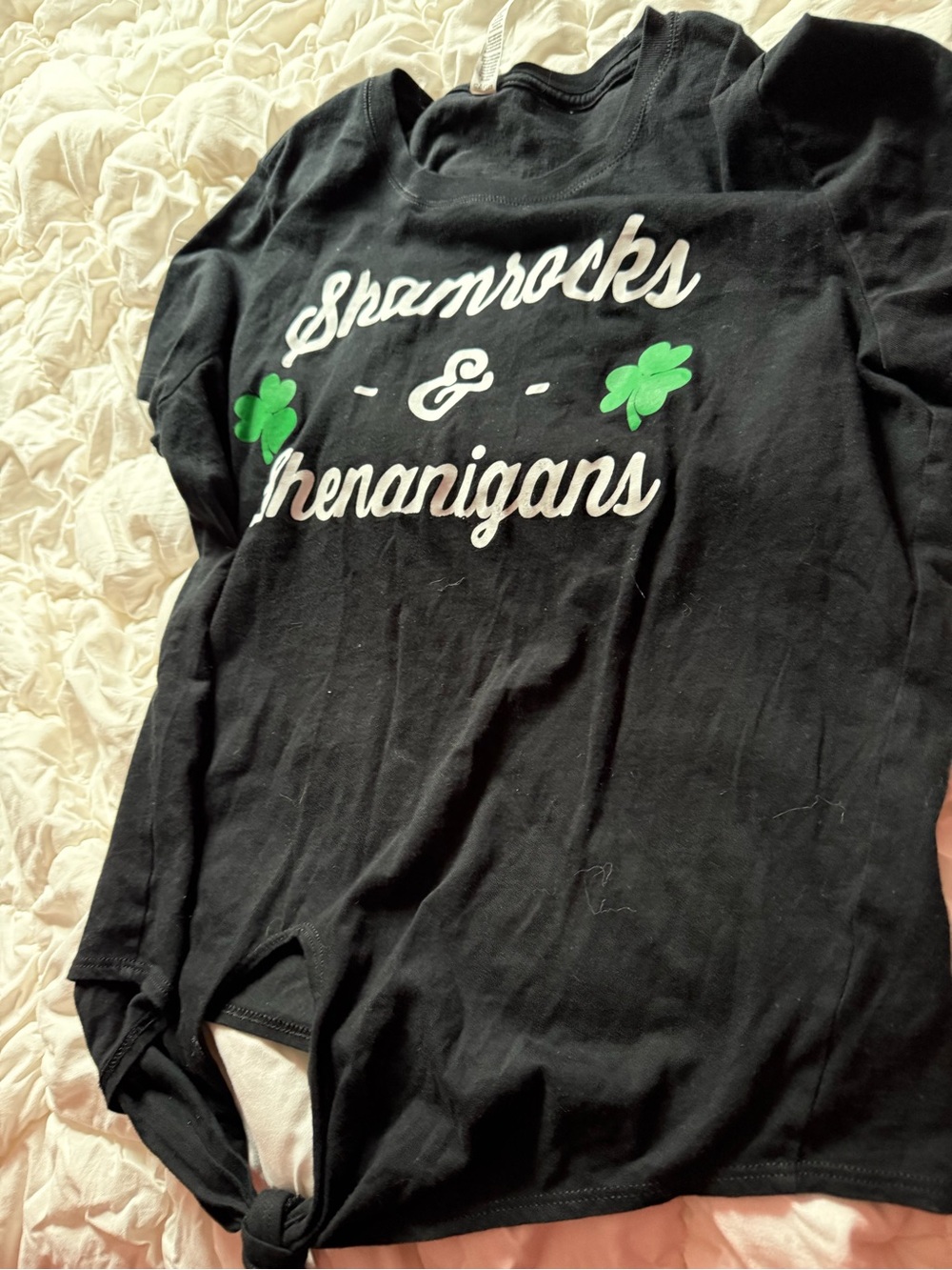 Black 'Shamrocks & Shenanigans' Long Sleeve Top